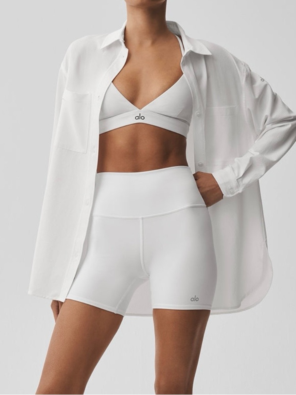 ALO Yoga Dreamscape Button Down Long Sleeve - White